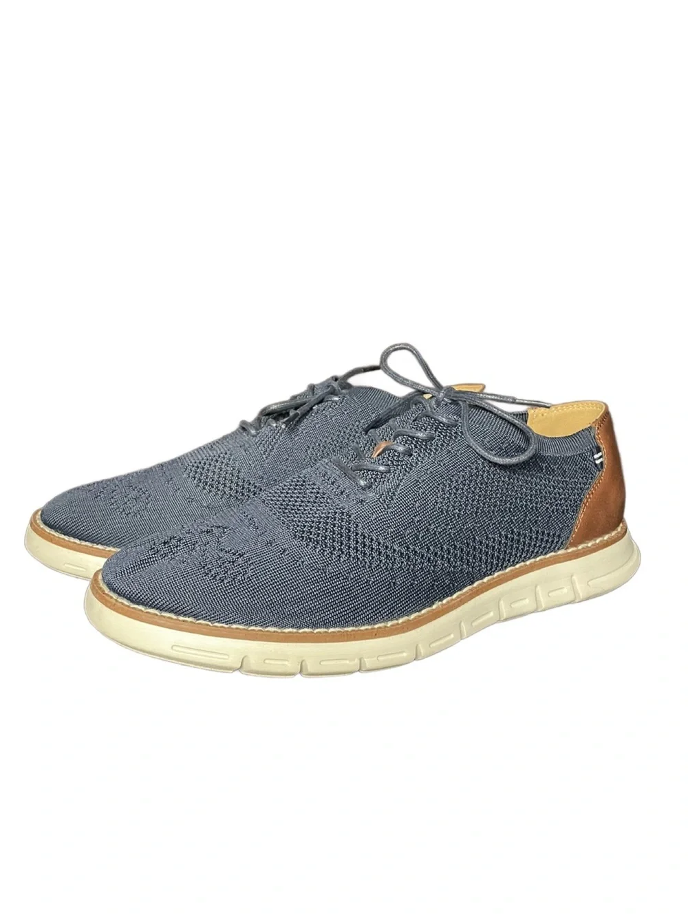 Nautica Men's Knit Casual Lace-Up Shoes - Navy Blue with Brown Trim (Size: 10)